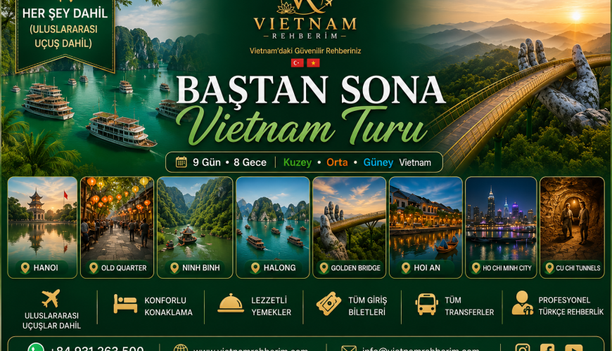 Baştan Sona Premium Vietnam Turu: Kuzey, Orta ve Güney Vietnam’ı Tek Turda Keşfedin